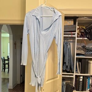 Blue Striped Button-Up Shirt Dress